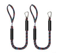 Jotekonoby Lot de 2 cordes d'amarrage élastiques pour bateau marin - Cordon élastique extensible de 1,2 à 1,7 m avec boucle à pression en acier inoxydable 316, double flotteur (rouge, noir, bleu)