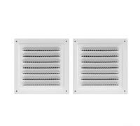 Jotekonoby Lot de 2 grilles d'aération de soffite blanches de 20,3 x 20,3 cm - Grille d'aération carrée plate pour intérieur et extérieur du bâtiment | Moustiquaire et cache-vis | Argent (2 pièces)