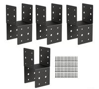 Jotekonoby Lot de 4 supports noirs en acier robuste pour poteaux en bois de 4 x 4 - Pour tonnelles, terrasses, clôtures et supports de pavillon d'extérieur résistants à la rouille