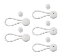 Jotekonoby Lot de 5 clips élastiques pour tente, cordon de serrage pour housse de camping-car, boucle de corde élastique pour bateau et yacht, tendeur réglable de qualité marine avec bouton (blanc)