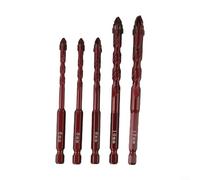 Jotekonoby Lot de 5 forets excentriques pour verre, béton, granit, ciment et plastiques durs - Spirale triangulaire avec tige hexagonale, 6 + 8 + 10 + 12 mm (6 + 8 + 10 + 12 mm)