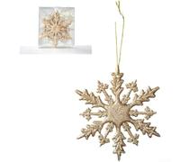 Jotekonoby Lot de 6 décorations de Noël en forme de flocon de neige de style scandinave en PVC à suspendre pour arbre - Nordique - Hiver - Pendentif festif au pays des merveilles (doré)