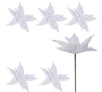 Jotekonoby Lot de 6 fleurs décoratives en peluche à suspendre pour sapin de Noël - Accessoires de décoration saisonnière (blanc)