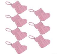 Jotekonoby Lot de 7 chaussettes de Noël, pendentifs décoratifs pour sapin de Noël, 11 x 7 x 10 cm, mini chaussettes de Noël tricotées, fournitures de décoration de fête de famille (rose)