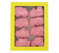 Jotekonoby Lot de 8 emporte-pièces pour véhicules de construction avec pelleteuse, bulldozer, grue, camion benne, bétonnière, chariot élévateur, rouleau et chargeur