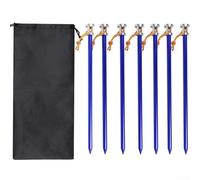 Jotekonoby Lot de 8 piquets de tente robustes en aluminium de 23 cm avec trous de corde pour le sable, la boue, l'herbe, la randonnée, les aventures en plein air (bleu)