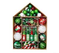 Jotekonoby Lot de boules de Noël en matériau PET pour fête de vacances, réception de mariage, fête prénuptiale, boules festives à suspendre (rouge, vert, blanc)