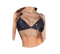 Jotekonoby Manches courtes strass pour haut Coupe droite Printemps Automne | Design strass noir, manches courtes, longueur normale, élasticité modérée, tissu en polyester