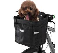 Jotekonoby Panier avant amovible avec sac de guidon pour transport d'animaux de compagnie - Panier cargo pliable en polyester 600D compatible avec VTT, 35 x 27 x (noir)