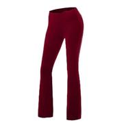 Jotekonoby Pantalon d'entraînement taille haute pour femme, pantalon de yoga ample légèrement extensible, pantalon de survêtement jambe droite pour exercices décontractés et quatre saisons (rouge vin