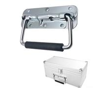 Jotekonoby Poignée de traction en métal à ressort pour boîte à outils, coffre, mallette de vol, boîte en aluminium, poignée de levage en fer argenté, matériel de rangement