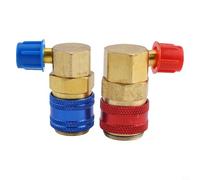 Jotekonoby R134A Coupleur adaptateur de connecteur rapide pour ensemble de jauge de collecteur A/C automatique, raccords en alliage à code couleur à 90 degrés pour AC pour ports de service CVC