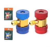 Jotekonoby Raccords adaptateurs de coupleur rapide R134A réglables pour voiture AC, connecteur latéral haut/bas avec évasement mâle SAE 6,35 mm, raccord de climatisation automobile bleu rouge pour