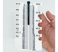 Jotekonoby Règle à vis imprimée 3D pour mesure de la taille de vis métrique M2 à M20, outil de mesure de diamètre et de longueur, compact pour appareil de mesure de filament PLA pour bricolage et