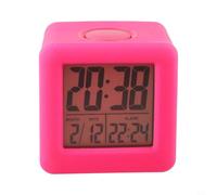 Jotekonoby Réveil numérique LCD carré souple avec étui de protection en silicone, affichage LED léger, fonction snooze, 12/24 heures et date, pour enfants et (rouge)