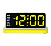 Jotekonoby Réveil numérique LED avec grand écran, heure 12/24 heures, rétroéclairage 5 couleurs réglable, alimenté par USB avec calendrier indiquant la date et le jour de la semaine (E)