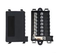 Jotekonoby Support de boîte à fusibles 7 voies, 32 V CC, 15 A-250 A Bloc de fusibles pour voiture, camion, camping-car et bateau, montage en plastique noir