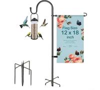 Jotekonoby Support de drapeau de jardin avec cinq griffes, mât en métal pour drapeaux extérieurs, comprend un crochet de berger pour accrocher des mangeoires à oiseaux et des carillons à vent
