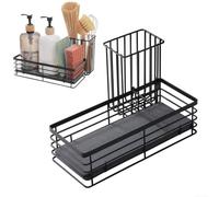 Jotekonoby Support d'évier pour cuisine - Plateau éponge en pierre de diatomite avec séchage rapide, organisateur de comptoir en acier au carbone, rangement de brosse amovible, éponge efficace (sku)