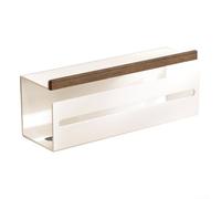 Jotekonoby Support pour mouchoirs, étagère de salle de bain en noyer crème, porte-gobelet à dents (blanc)