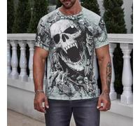 Jotekonoby T-shirt ample en polyester pour homme avec motif tête de mort | Tissu à élasticité modérée, confortable et ample pour un ajustement parfait, motif tête de mort, idéal pour les sorties