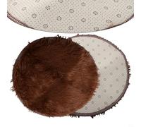 Jotekonoby Tapis rond antidérapant à poils longs, super doux en peluche avec dos antidérapant, convient aux enfants et aux animaux domestiques, machine (marron, 60 cm)