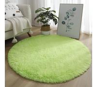 Jotekonoby Tapis rond antidérapant pour salon, grand tapis à poils longs, super doux en peluche avec dos antidérapant, convient aux enfants et aux animaux domestiques, machine (vert clair, 40 cm)