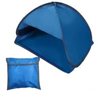 Jotekonoby Tente de protection solaire pour intérieur et extérieur avec fente pour téléphone - Abri coupe-vent tête haute en tissu Oxford (avec rideau en vinyle bleu saphir)