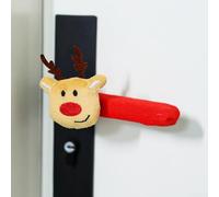 Jotekonoby vChristmas Lot de 4 housses de poignée de porte avec clochettes à suspendre - Décorations de porte festives, ornements élastiques de dessin animé, tissu 22 x 20 x 3 cm