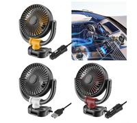 Jotekonoby Ventilateur de voiture 51224 V alimenté par USB pour la plupart des véhicules avec pivot réglable à 360 degrés pour une ventilation efficace et une dissipation de la chaleur (5 V)