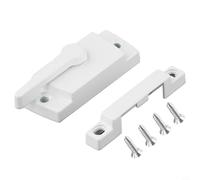 Jotekonoby Verrou de châssis en alliage de zinc 60 x 25 mm, finition blanche, loquet coulissant vertical avec crochet à came et anti-goujons pour châssis en vinyle simple/double (gauche)