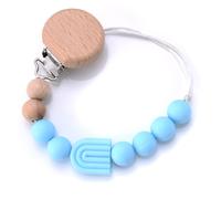Jotewindsor-Attache-Sucette En Silicone Pour Bébé,Clip Rond En Hêtre,Perles Arc-En-Ciel,Support Pour Tétine,Jouet - Type Blue