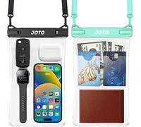 JOTO 2 Grandes Pochettes Étanches Universelles Certifiée par IPX8, Housse Étanche Téléphone iPhone 17/16/15/14/13/12/11, Galaxy, Xiaomi Jusqu'à 7 Pouces, Range avec Clé Cartes Monnaie -Noir/Vert