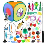 JOTOL 38pcs Jouet pour Chat,Jouets pour Chats Interactif avec Tunnel,Plume,Poisson,Souris,Balle Jeux Chaton,Kit de Jouets Interactifs pour Chats