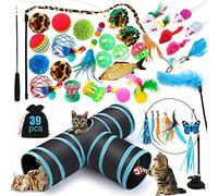 JOTOL 39pcs Jouets Chat,Interactif Jeux Chaton avec Tunnel,Plume,Poisson,Souris,Balle,Kit de Jouets Interactifs Chiots