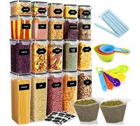 JOTOL Boîte Rangement Cuisine,Lot de 20 Boite Plastique Rangement Cuisine,Boîte de Conservation Alimentaire Hermétique en Plastique avec Cuillères,Étiqueter