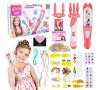 JOTOL Cadeau Fille 5 6 7 8 9 10 Ans,Machine a Tresser Les Cheveux Fille,Machine Strass Cheveux,Kit Gemmes Cheveux,Jeu Créatif,Cadeau pour Réaliser des Coiffures Uniques