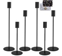 JOTOL Chandelier Bougeoir Noir,Lot de 6 Bougeoir Chandelier,Chandelier de Mariage Différentes Tailles,Rétro Métal Porte-Bougie Conique pour Mariage Noël aux Chandelles Dîner Banquet