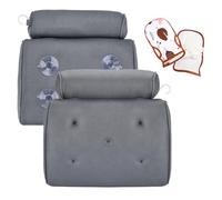 JOTOL Coussin Baignoire, Oreiller de Bain Ergonomique avec 4D Air Mesh & 5 Ventouses, Idéal pour Tous Les Types de Baignoires, Spa, Jacuzzi (avec Gant de Bain)