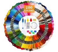 JOTOL Fils à Broderie Kit,200 Couleurs Fil à broder+Outils,pour Broderie Point de Croix Tricotage Bracelets Brésiliens Fil a Coudre des Outils Accessoires