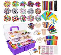 JOTOL Kit Bricolage Enfant,3100+PCS Activites Manuelles pour Enfants,Loisir Creatif avec Cure-Pipe,Pompon,bâton,Perle de Lettre,du scrapbooking,DIY Activites Manuelles