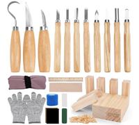JOTOL Kit Sculpture Bois 28 en 1,Outils Sculpture Bois avec Couteaux de Sculpture,Ciseaux à Bois,Gants Résistants aux Coupures,Sac de Transport,Outils de Sculpture pour Adultes,Enfants,Débutants