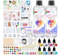 JOTOL Resine Epoxy Transparente,Resine Epoxy Kit 250ml,Pigment de résine,Paillettes,Feuille d'or pour la Fabrication de Bijoux en Cristal Pendentif Bracelet