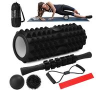 JOTOL Rouleau de Massage,7 en 1 Foam Roller Kit,Rouleau de Massage Musculaire,Bâton de Rouleau de Massage,Boule de Fascia,Tendeur,Bandes de Résistance pour Massage Profond des Tissus Musculaires