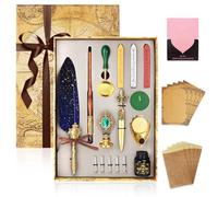 JOTOL Stylo Dip à Plume Set,Set de Calligraphie Vintage avec Porte-Stylo,Encre,5 Pointes de Rechange,Sceau et Cire,Papier à Lettres et Enveloppes,pour Signatures,Dessin,Ecriture,Décoration et Cadeau