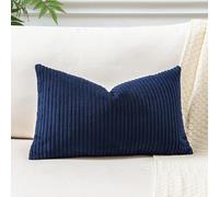 JOTOM 1 housse de coussin décorative en velours côtelé pour canapé, salon, 30 x 50 cm, bleu marine
