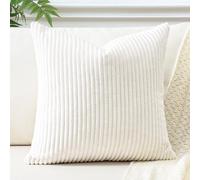 JOTOM 1 housse de coussin décorative en velours côtelé pour canapé, salon, 60 x 60 cm, beige