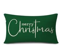 JOTOM 1 housse de coussin décorative pour l'hiver - Motif « Merry Christmas » - Moderne - Pour canapé, salon, jardin (30 x 50 cm, vert)