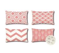 JOTOM Exterieur Housse Coussin Lot de 4 Impermeable Géométrique Coussins Canape Decoratif Taie Oreiller pour Jardin Balcon Salon Maison Taie d'oreiller 40x60 cm (Rose)