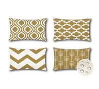 JOTOM Exterieur Housse Coussin Lot de 4 Impermeable Géométrique Coussins Canape Decoratif Taie Oreiller pour Jardin Balcon Salon Maison Taie d'oreiller 30x50 cm (Kaki)